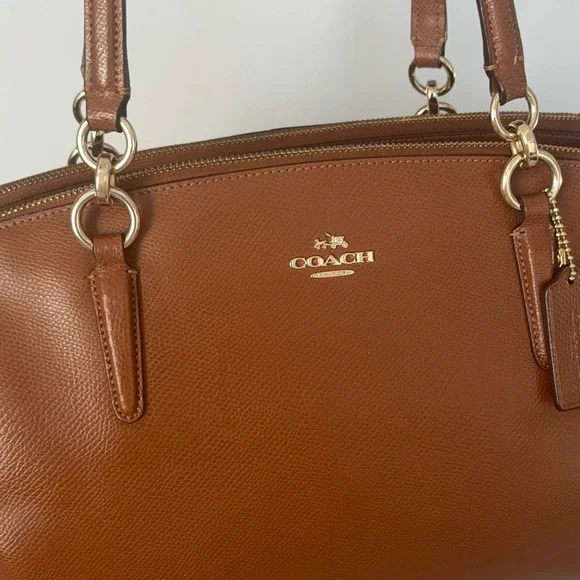 Coach | Christie Crossgrain Leather Satchel shoulder bag Saddle EUC - Picture 6 of 14